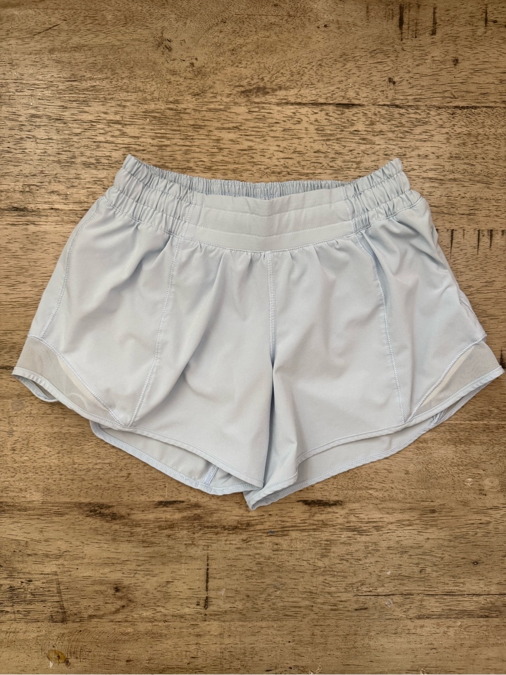 Lululemon Hotty Hot - Size 4, 4” inseam.  Ice blue